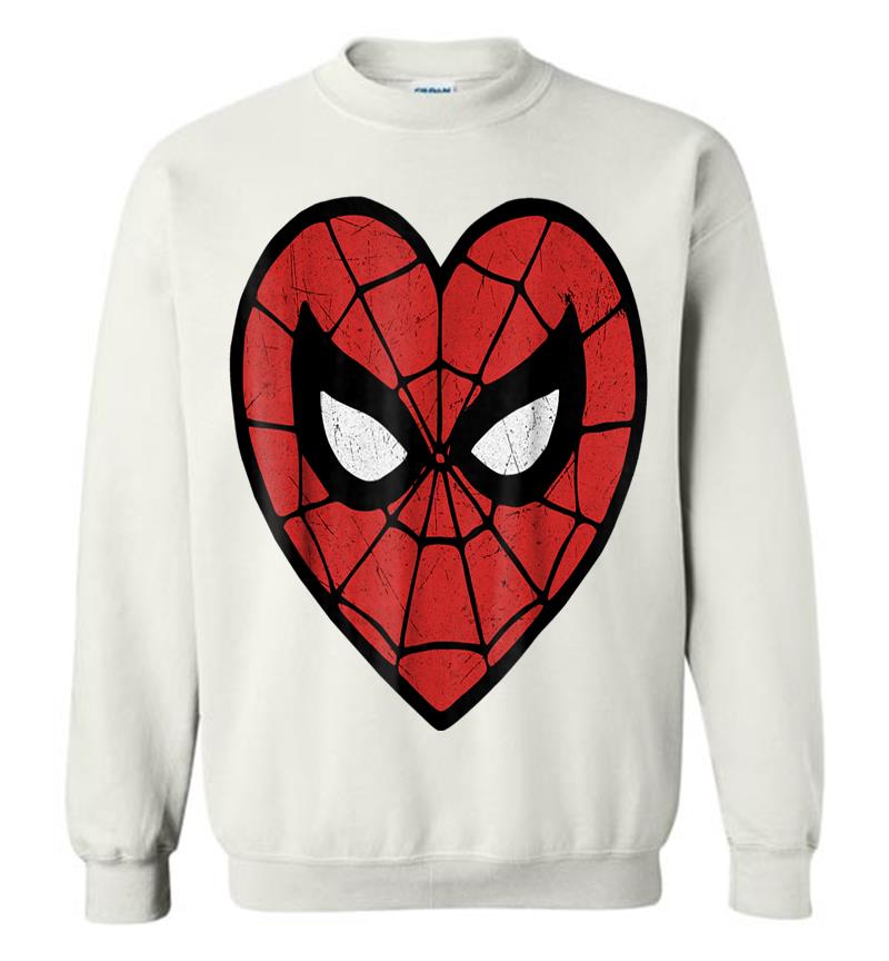 Inktee Store - Marvel Spider-Man Face Mask Valentine'S Heart Logo Sweatshirt Image