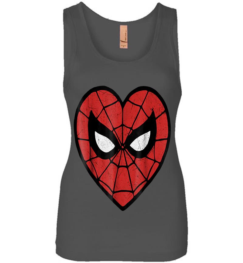Inktee Store - Marvel Spider-Man Face Mask Valentine'S Heart Logo Womens Jersey Tank Top Image