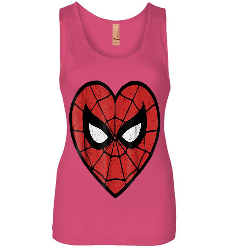 Inktee Store - Marvel Spider-Man Face Mask Valentine'S Heart Logo Womens Jersey Tank Top Image