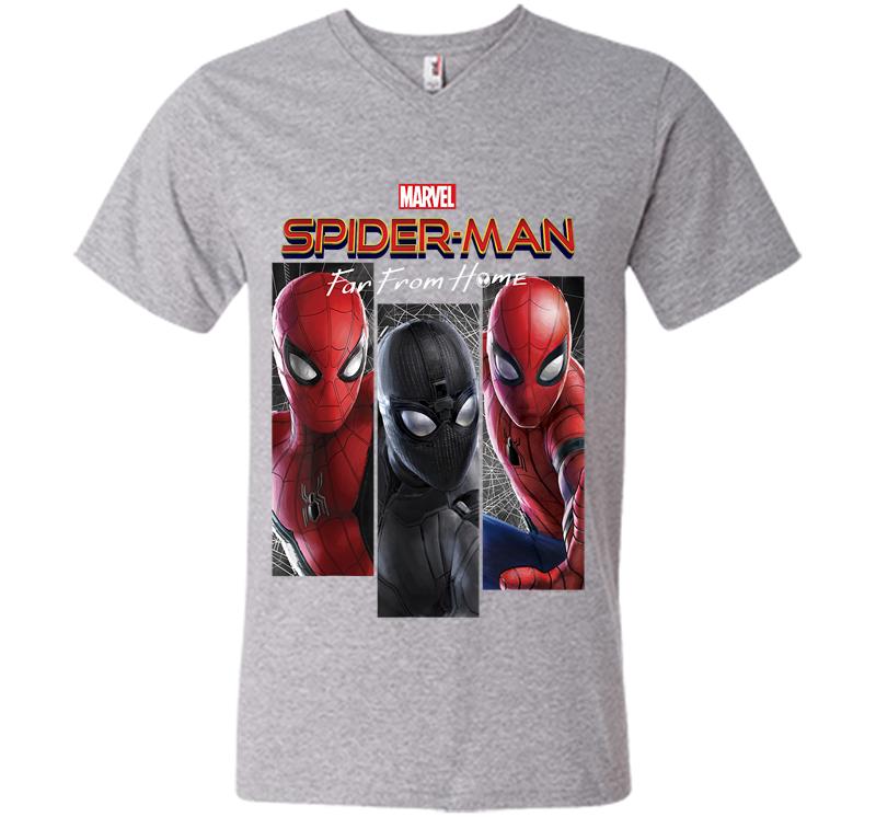 Inktee Store - Marvel Spider-Man Far From Home Suit Panel Logo V-Neck T-Shirt Image