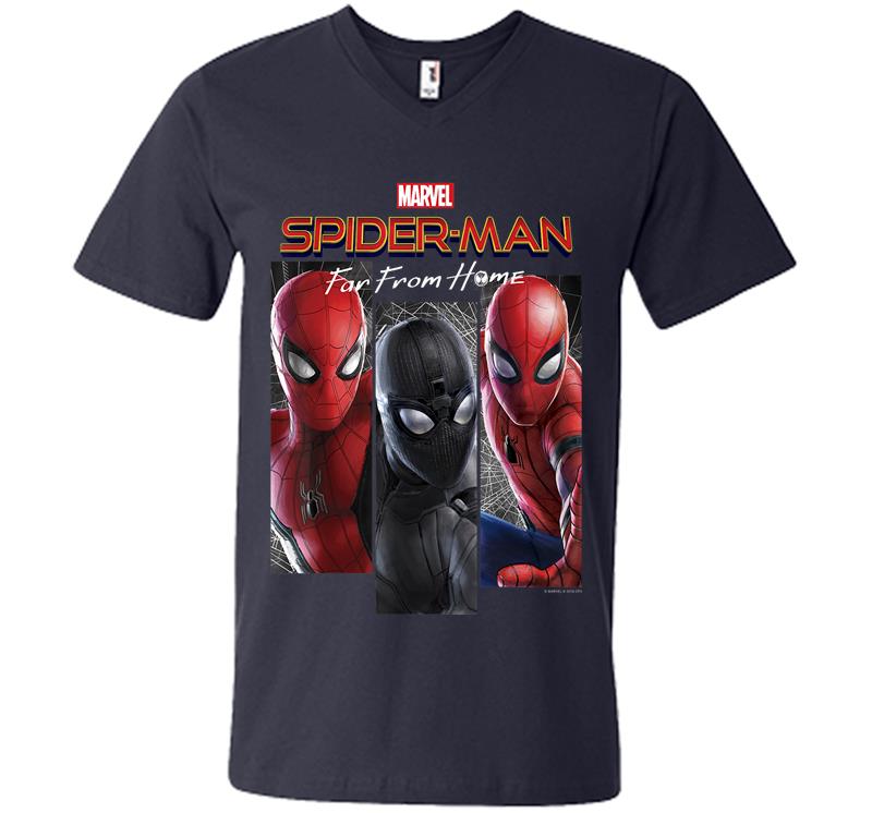 Inktee Store - Marvel Spider-Man Far From Home Suit Panel Logo V-Neck T-Shirt Image