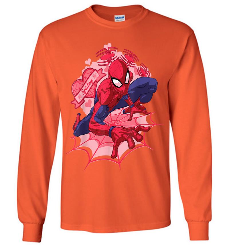 Inktee Store - Marvel Spider-Man Hearts Valentine'S Day Long Sleeve T-Shirt Image