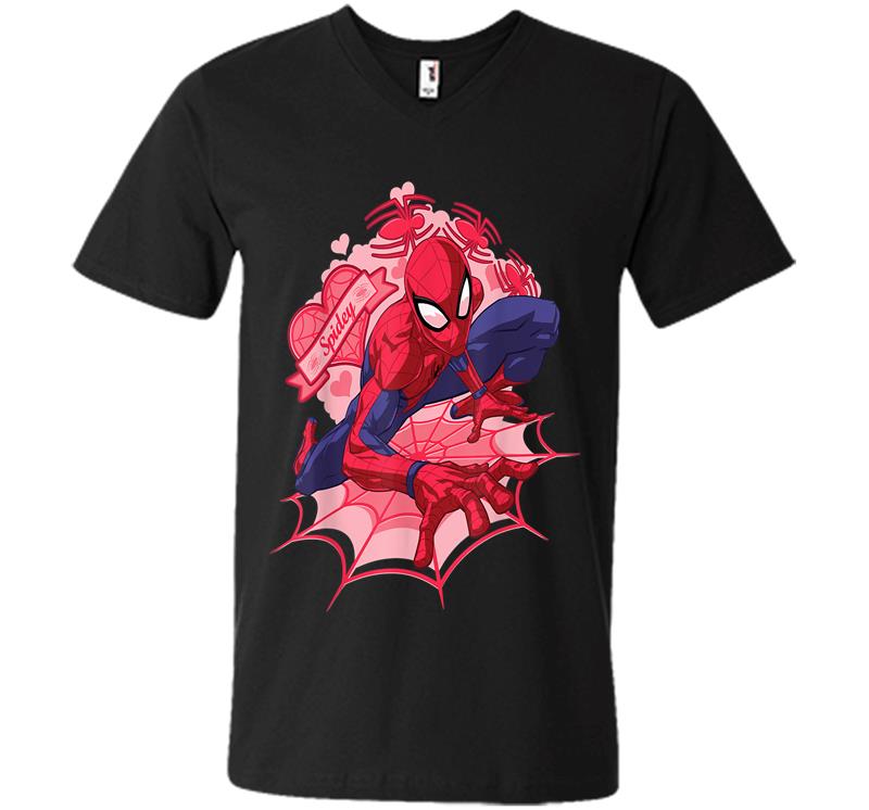 Marvel Spider-man Hearts Valentine's Day V-neck T-shirt