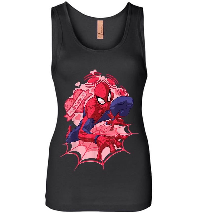 Marvel Spider-man Hearts Valentine's Day Womens Jersey Tank Top