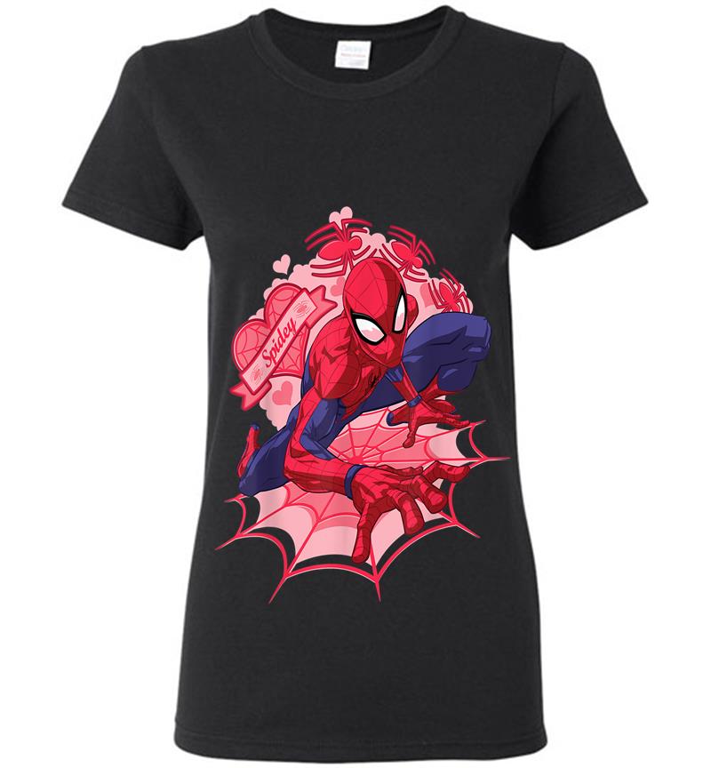 Marvel Spider-man Hearts Valentine's Day Womens T-shirt