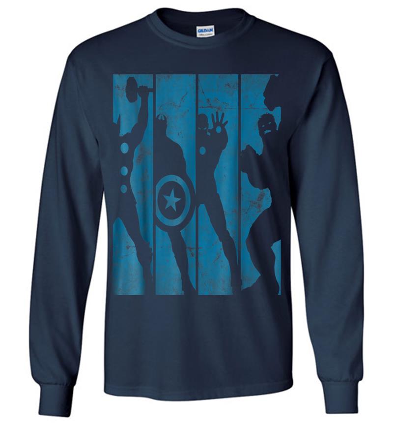 Inktee Store - Marvel The Avengers Assemble Into Panel Silhouettes Long Sleeve T-Shirt Image