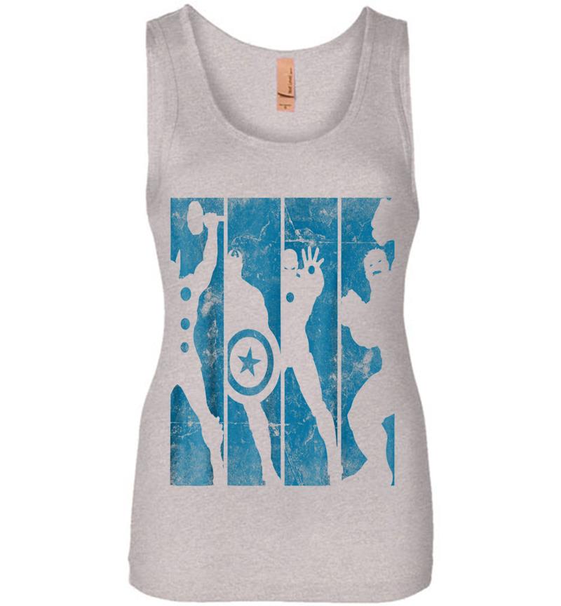 Inktee Store - Marvel The Avengers Assemble Into Panel Silhouettes Womens Jersey Tank Top Image