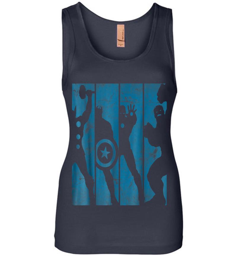 Inktee Store - Marvel The Avengers Assemble Into Panel Silhouettes Womens Jersey Tank Top Image