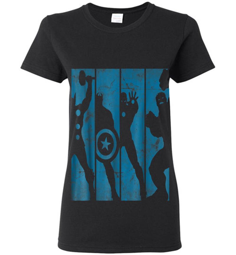 Marvel The Avengers Assemble Into Panel Silhouettes Womens T-shirt