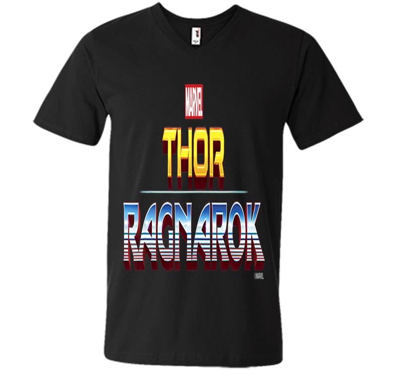 Marvel Thor Ragnarok Official Film Logo Graphic V-neck T-shirt