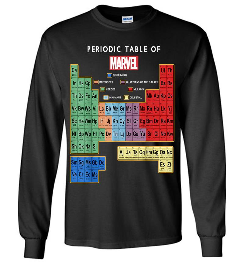 Marvel Ultimate Periodic Table Of Elets Graphic Long Sleeve T-shirt