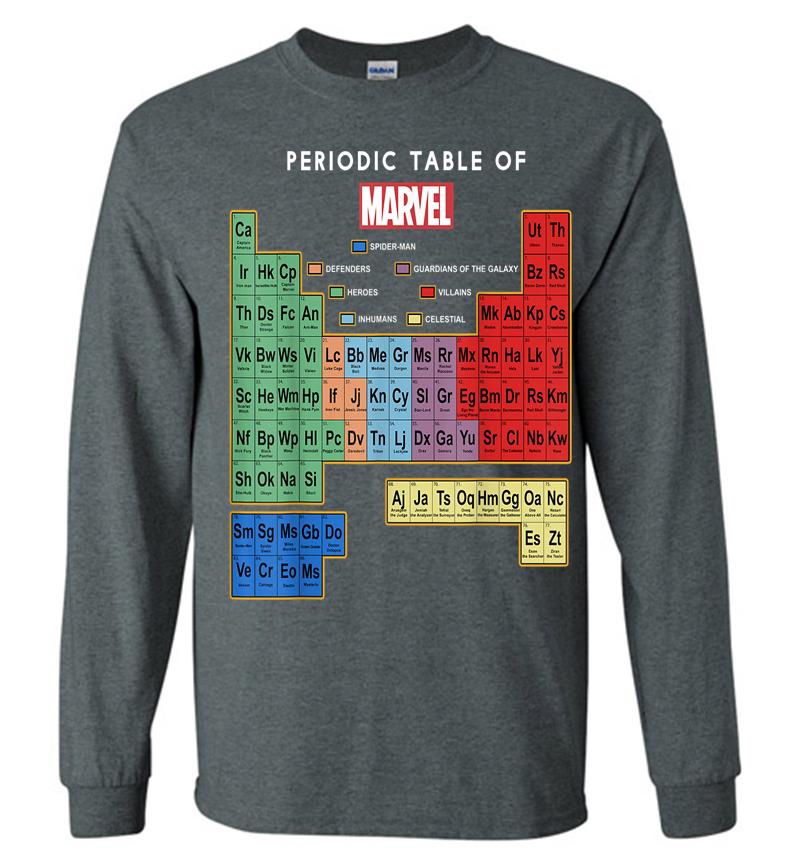 Inktee Store - Marvel Ultimate Periodic Table Of Elets Graphic Long Sleeve T-Shirt Image