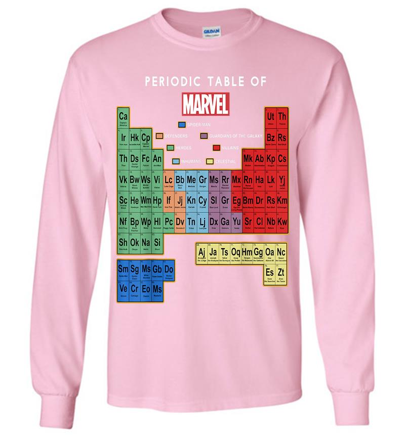 Inktee Store - Marvel Ultimate Periodic Table Of Elets Graphic Long Sleeve T-Shirt Image