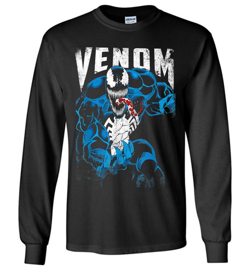 Marvel Venom Bloody Tongue Out Distressed Long Sleeve T-Shirt