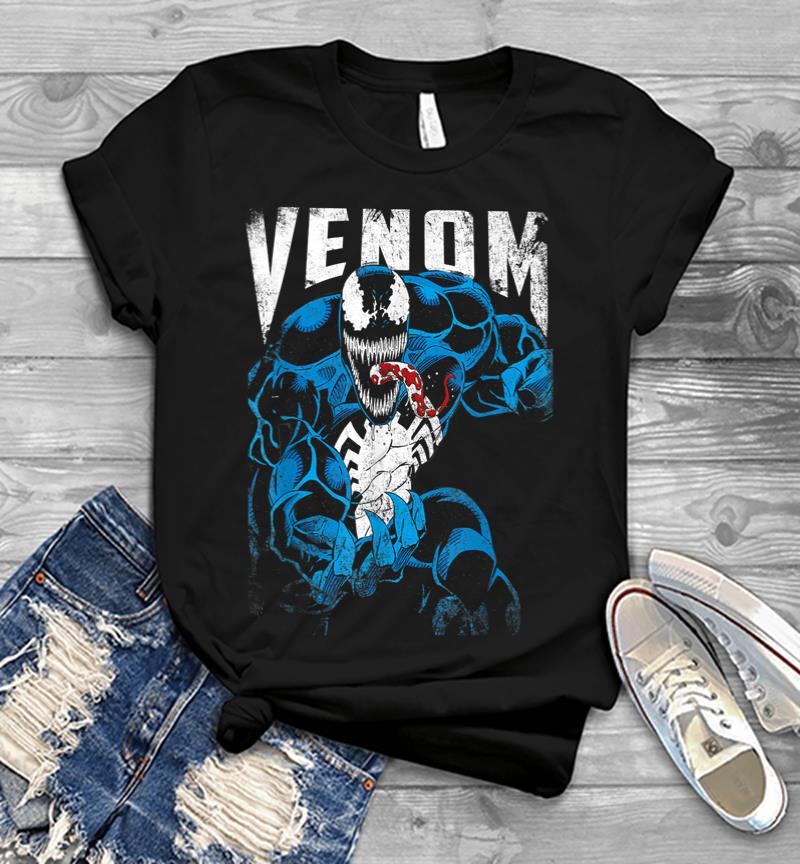 Marvel Venom Bloody Tongue Out Distressed Men T-shirt