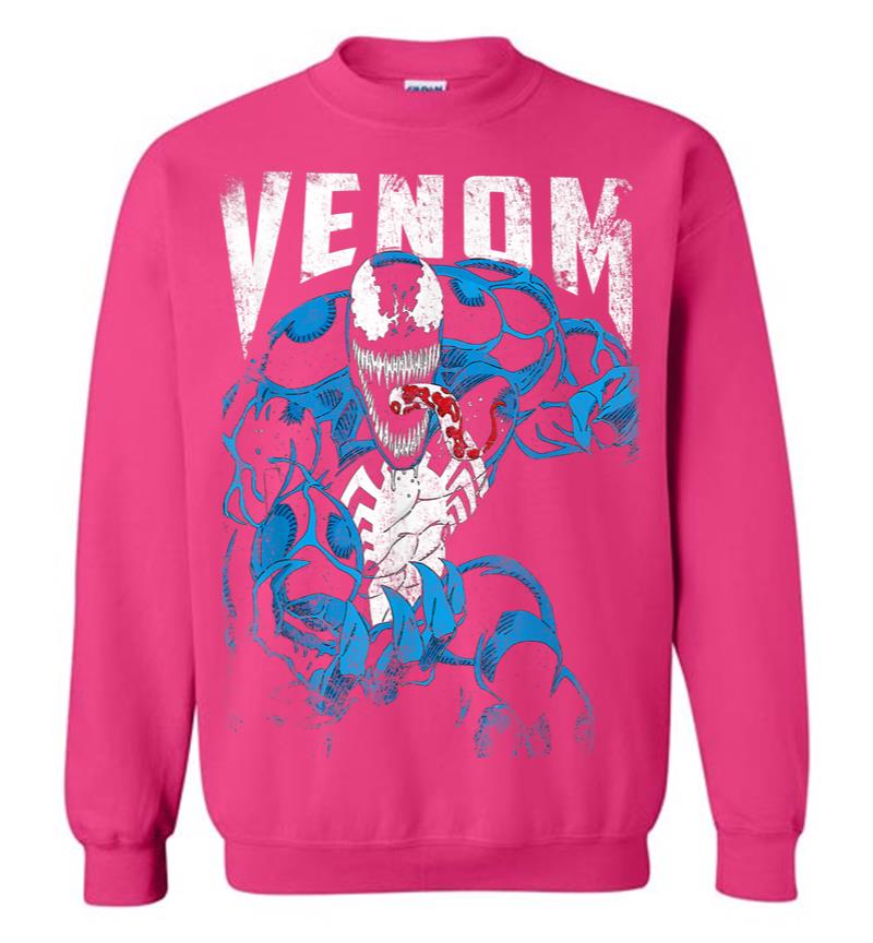 Inktee Store - Marvel Venom Bloody Tongue Out Distressed Sweatshirt Image