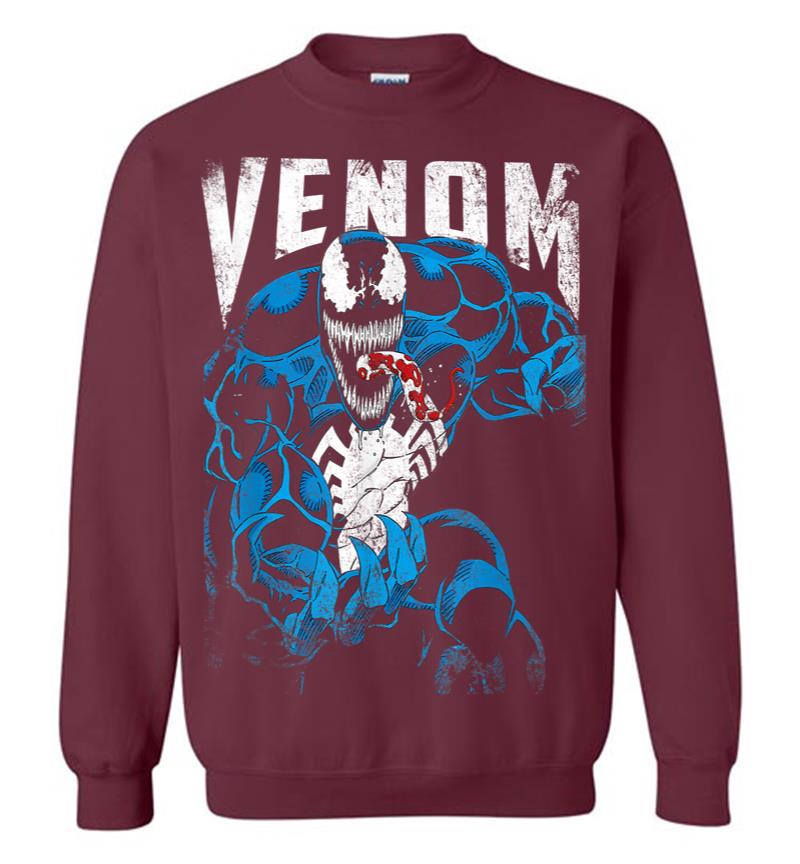 Inktee Store - Marvel Venom Bloody Tongue Out Distressed Sweatshirt Image