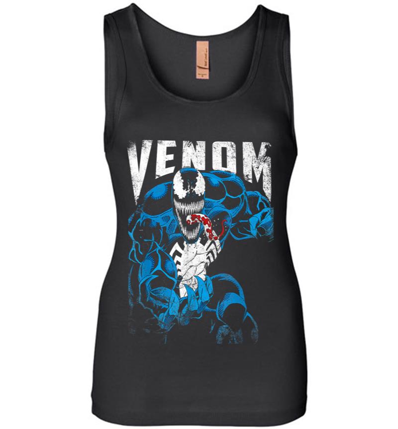 Marvel Venom Bloody Tongue Out Distressed Women Jersey Tank Top
