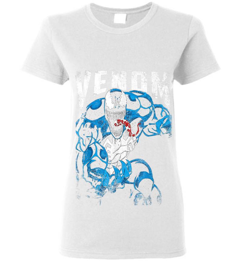 Inktee Store - Marvel Venom Bloody Tongue Out Distressed Women T-Shirt Image