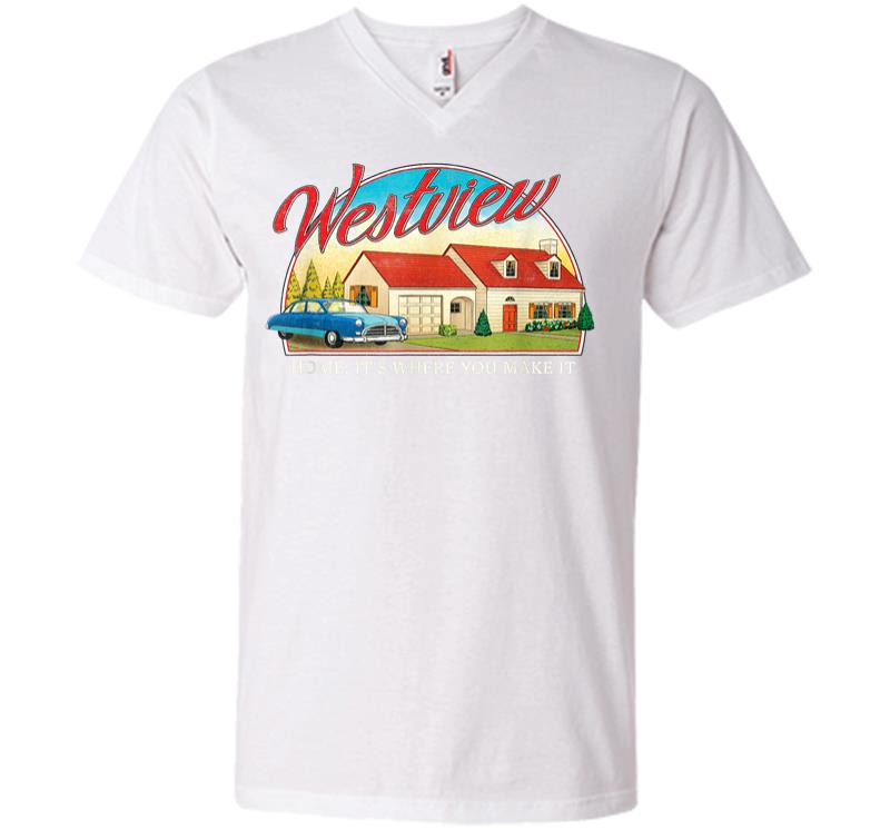 Inktee Store - Marvel Wandavision Westview Retro V-Neck T-Shirt Image