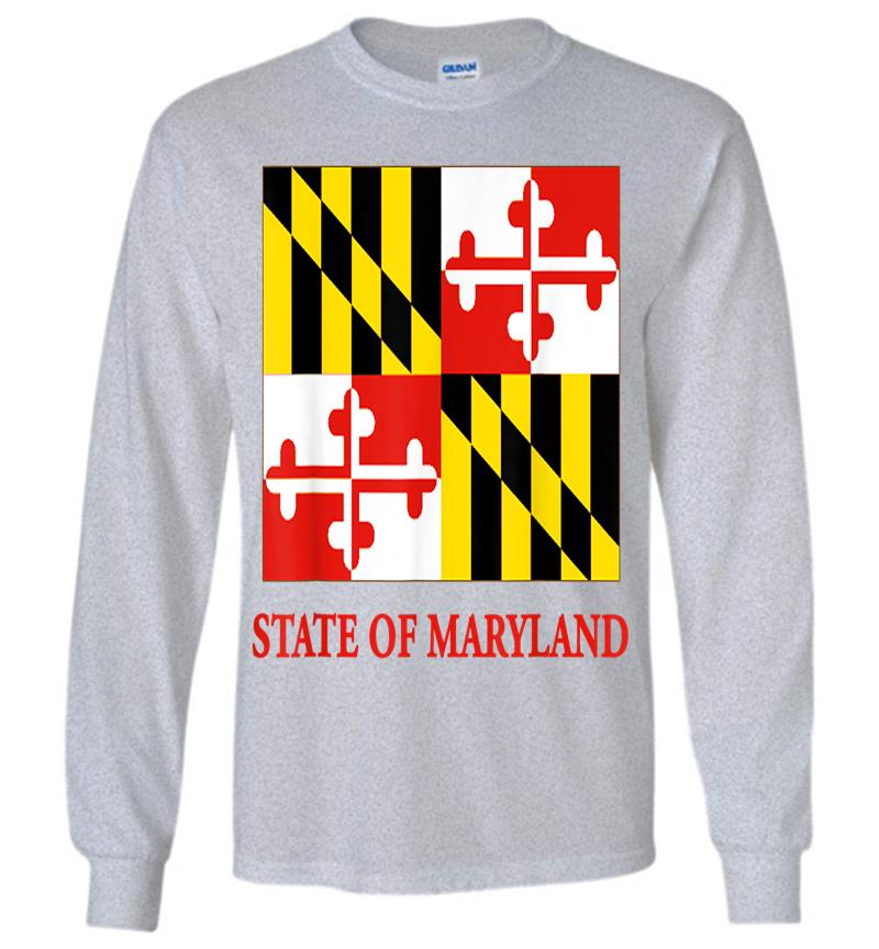 Inktee Store - Maryland Md Official Flag Old Line State Pride Long Sleeve T-Shirt Image