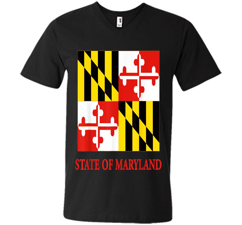 Maryland Md Official Flag Old Line State Pride V-neck T-shirt