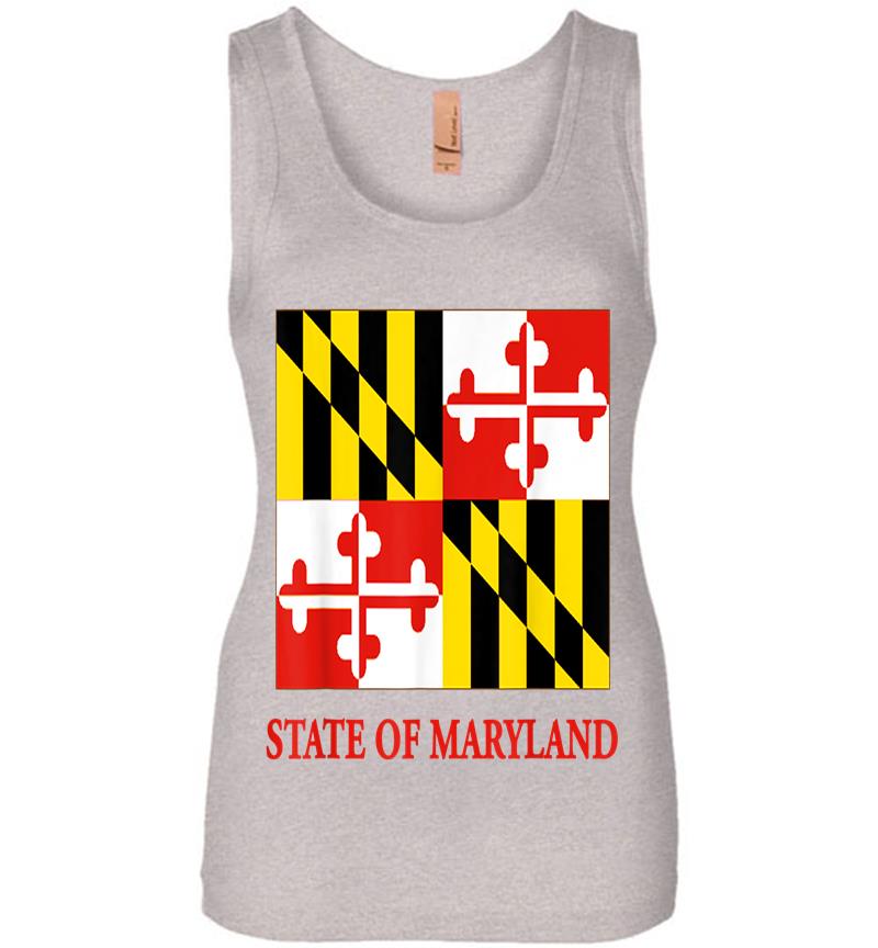 Inktee Store - Maryland Md Official Flag Old Line State Pride Womens Jersey Tank Top Image