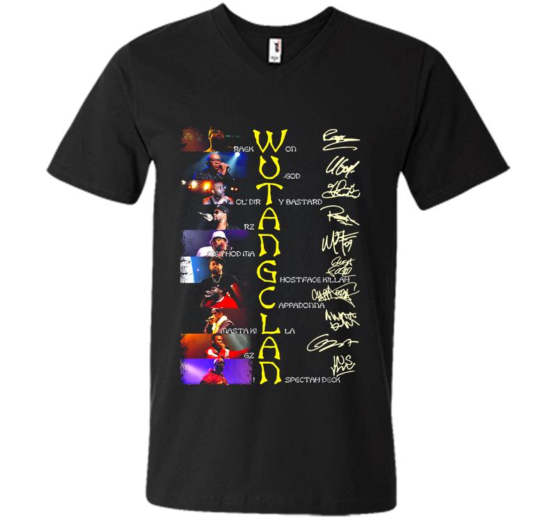 Member Wu-Tang Clan Hip Hop Band Signature V-Neck T-Shirt