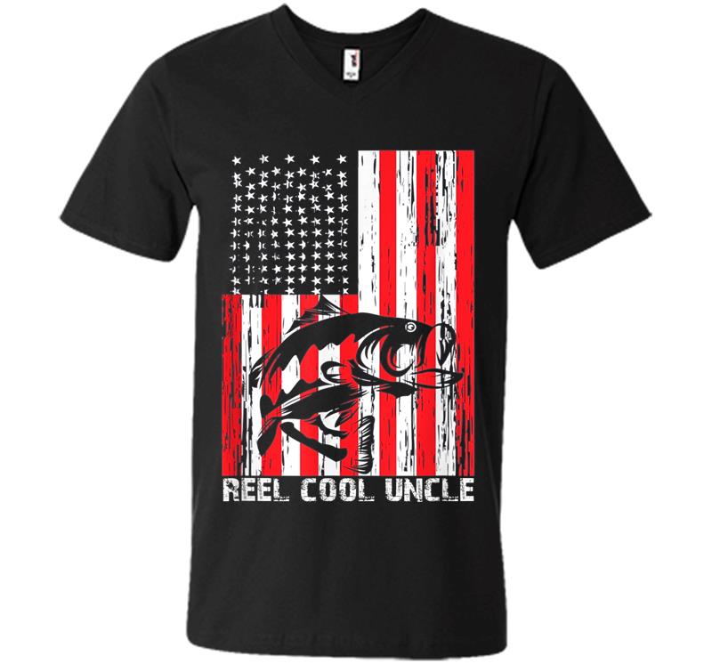 Men Reel Cool Uncle Vintage Fisherman Father's Day Gift V-neck T-shirt