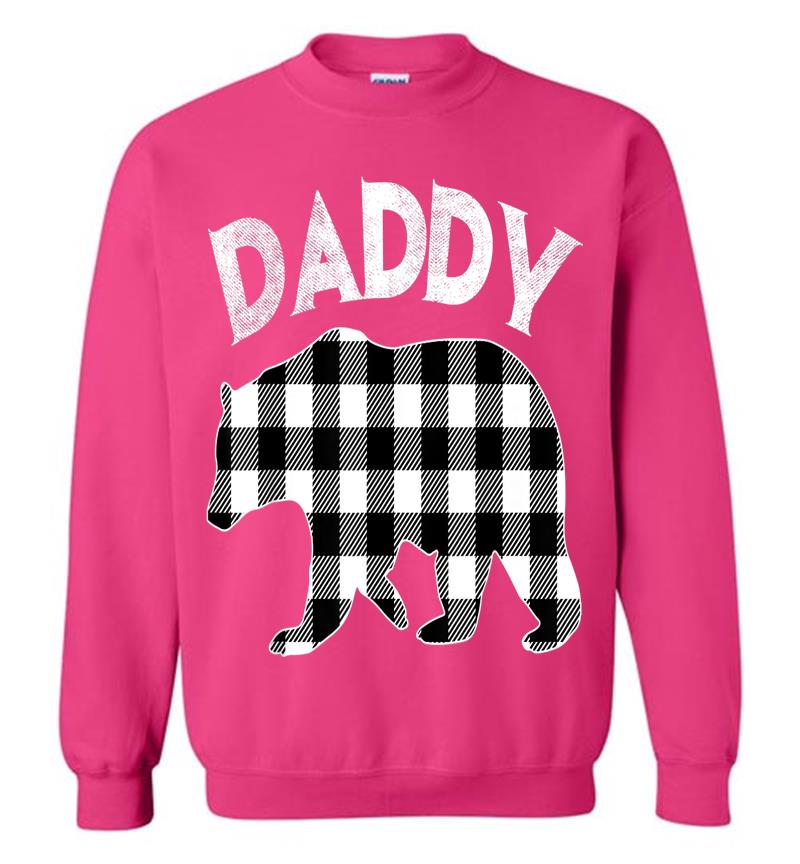 Inktee Store - Mens Black And White Buffalo Plaid Daddy Bear Christmas Pajama Sweatshirt Image