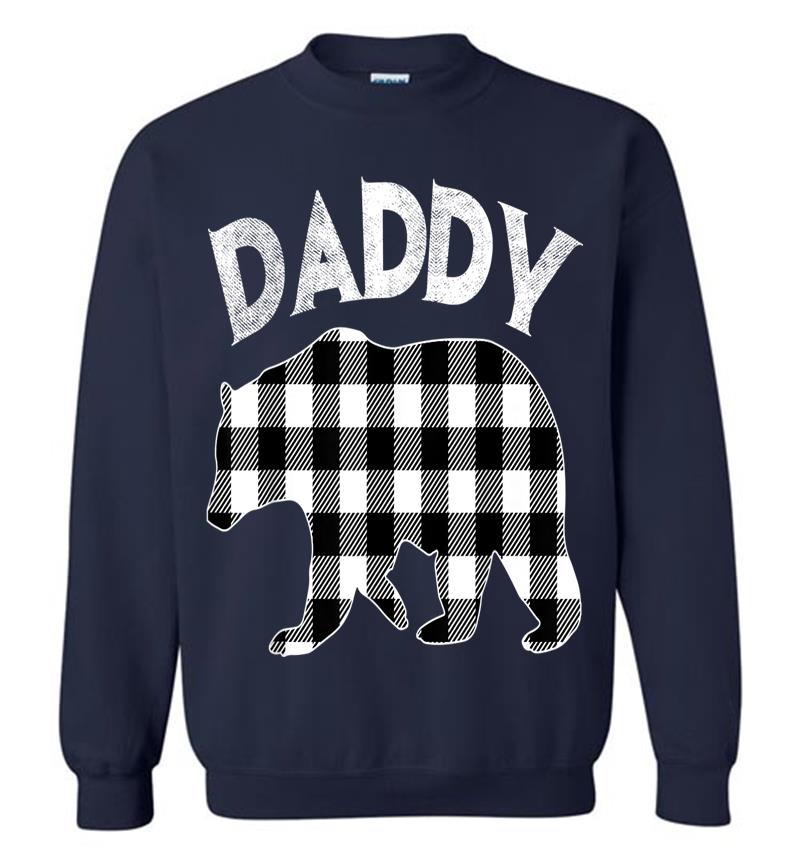 Inktee Store - Mens Black And White Buffalo Plaid Daddy Bear Christmas Pajama Sweatshirt Image