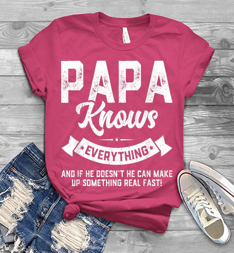 Inktee Store - Mens Papa Knows Everything 60Th Gift Funny Father'S Day Mens T-Shirt Image