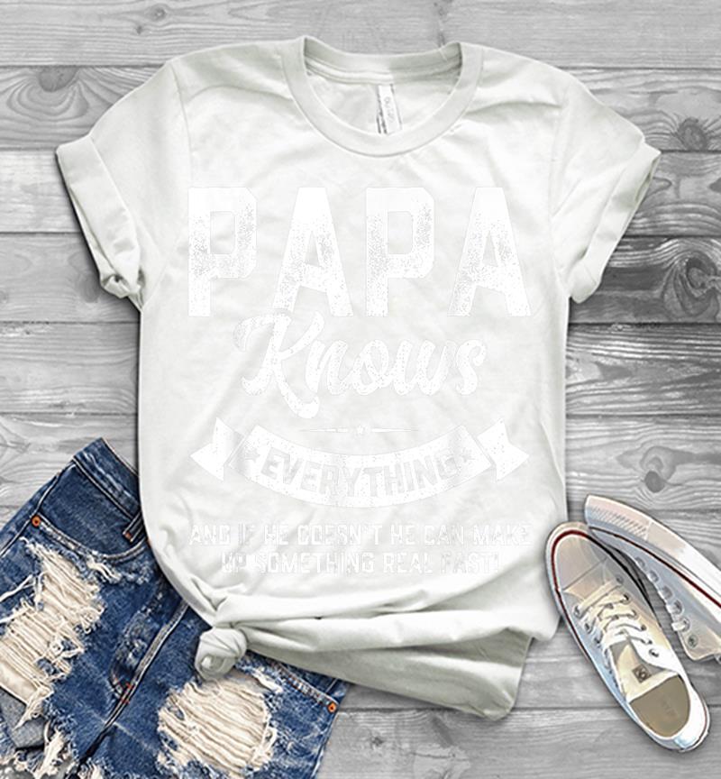 Inktee Store - Mens Papa Knows Everything 60Th Gift Funny Father'S Day Mens T-Shirt Image