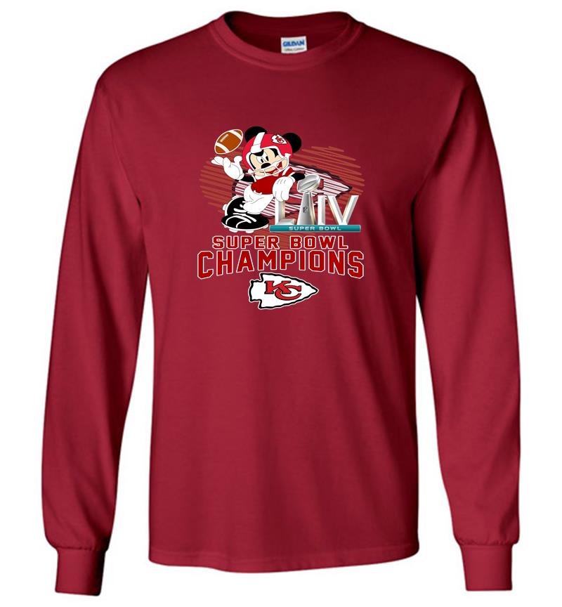 Inktee Store - Mickey Mouse Kansas City Chiefs Super Bowl Liv Champions Long Sleeve T-Shirt Image