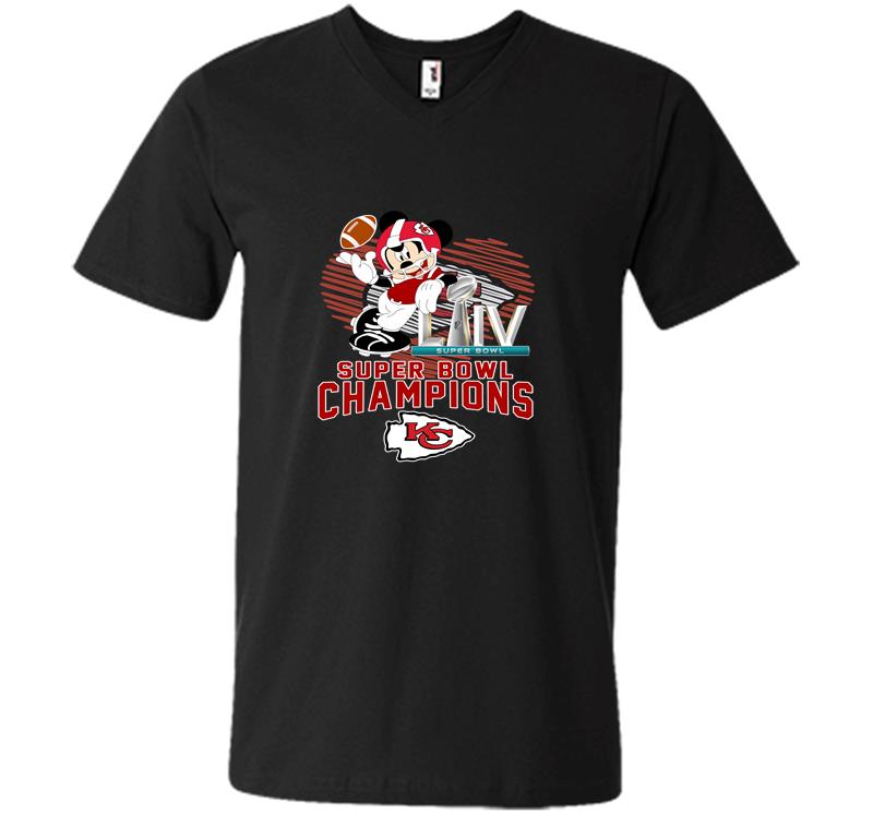 Mickey Mouse Kansas City Chiefs Super Bowl Liv Champions V-neck T-shirt