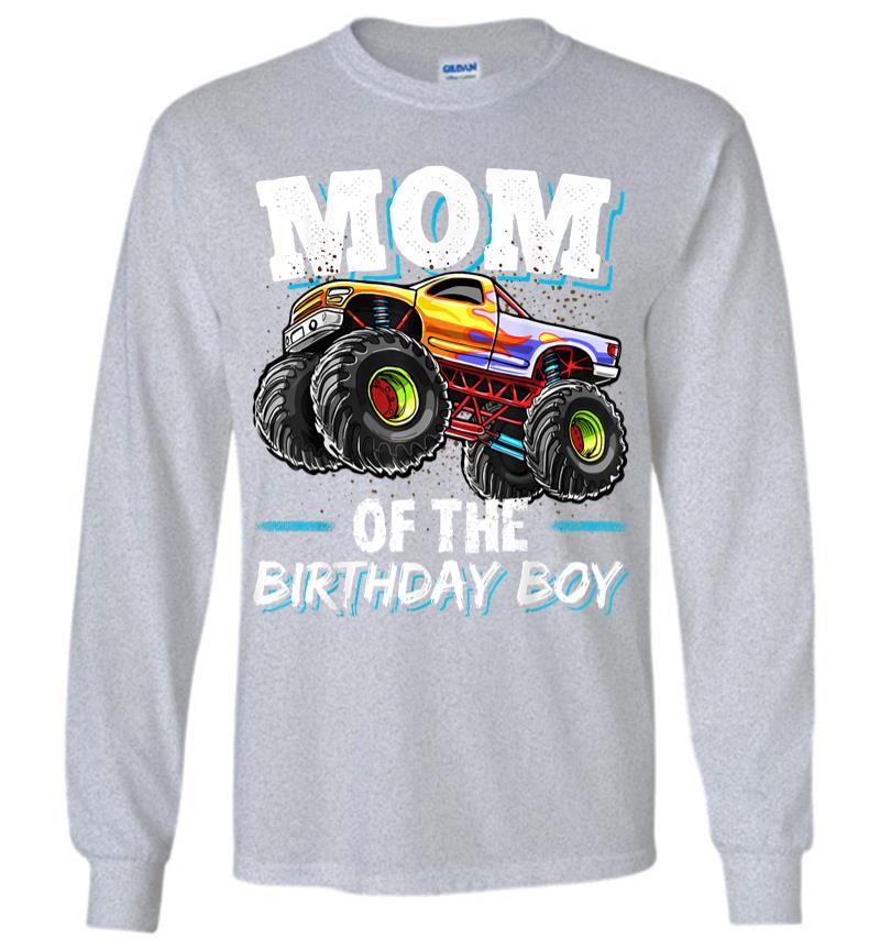 Inktee Store - Mom Of The Birthday Boy Monster Truck Birthday Novelty Gift Long Sleeve T-Shirt Image