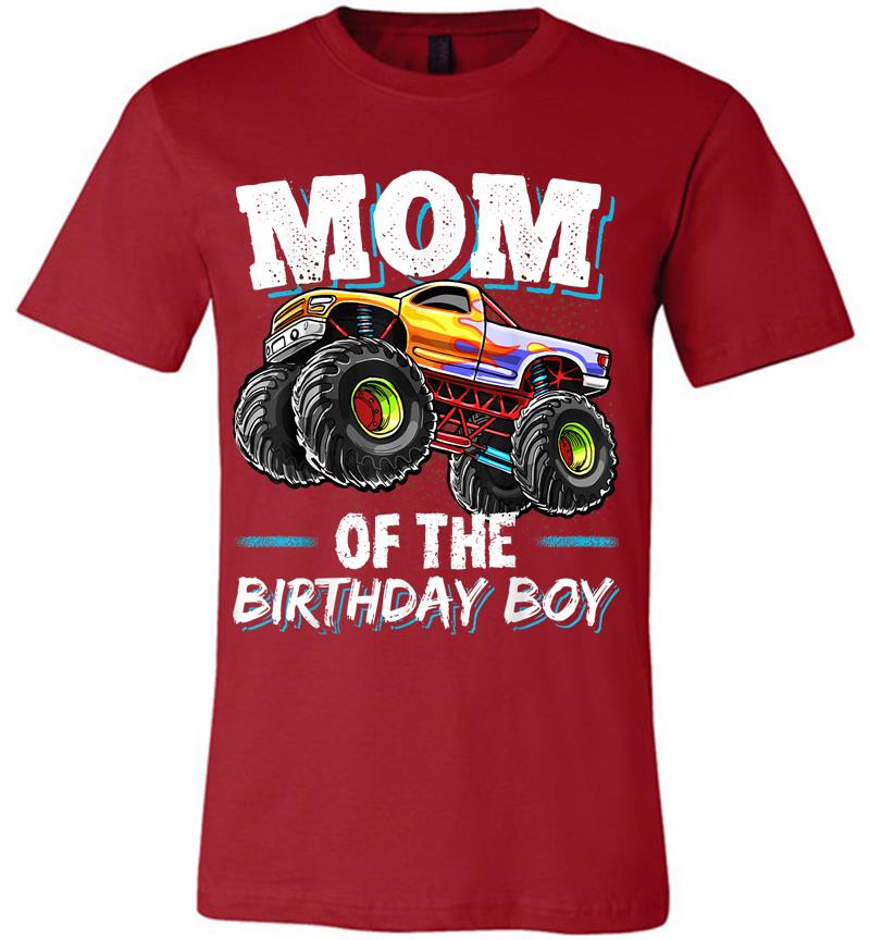 Inktee Store - Mom Of The Birthday Boy Monster Truck Birthday Novelty Gift Premium T-Shirt Image