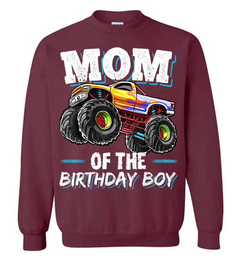 Inktee Store - Mom Of The Birthday Boy Monster Truck Birthday Novelty Gift Sweatshirt Image