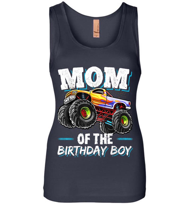 Inktee Store - Mom Of The Birthday Boy Monster Truck Birthday Novelty Gift Women Jersey Tank Top Image