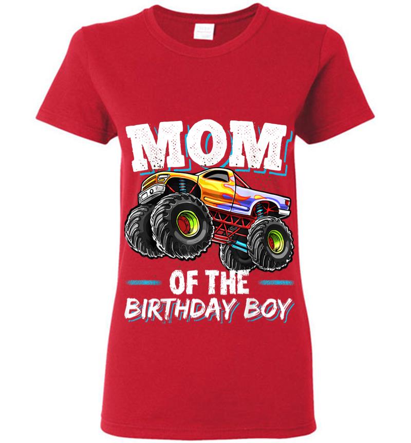 Inktee Store - Mom Of The Birthday Boy Monster Truck Birthday Novelty Gift Women T-Shirt Image