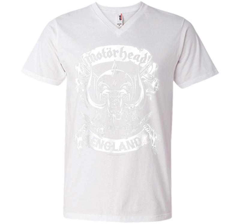 Inktee Store - Motrhead England Crossed Swords V-Neck T-Shirt Image