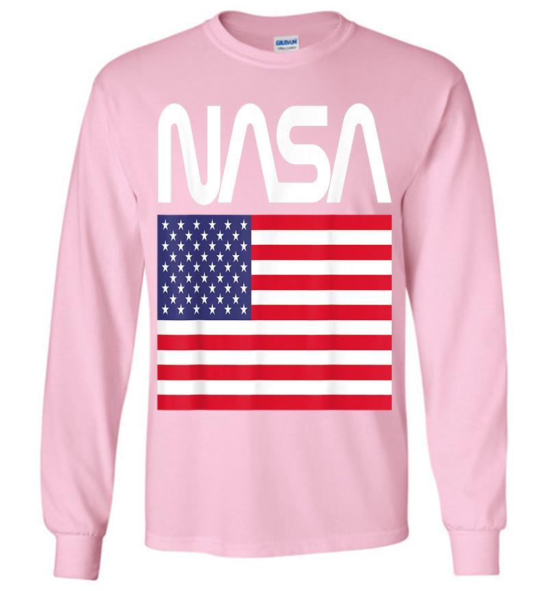 Inktee Store - Nasa 4Th Of July American Flag Space Astronaut Usa Fun Long Sleeve T-Shirt Image