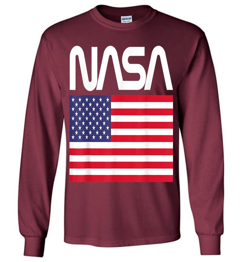 Inktee Store - Nasa 4Th Of July American Flag Space Astronaut Usa Fun Long Sleeve T-Shirt Image