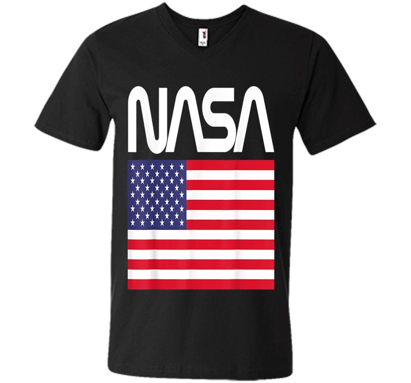 Nasa 4th Of July American Flag Space Astronaut Usa Fun V-neck T-shirt