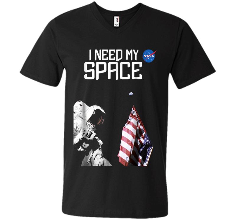 Nasa I Need My Space Official Logo V-neck T-shirt