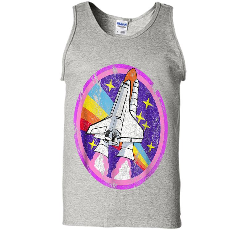 Nasa Space Cool Distressed Rocket Rainbow Patch Mens Tank Top