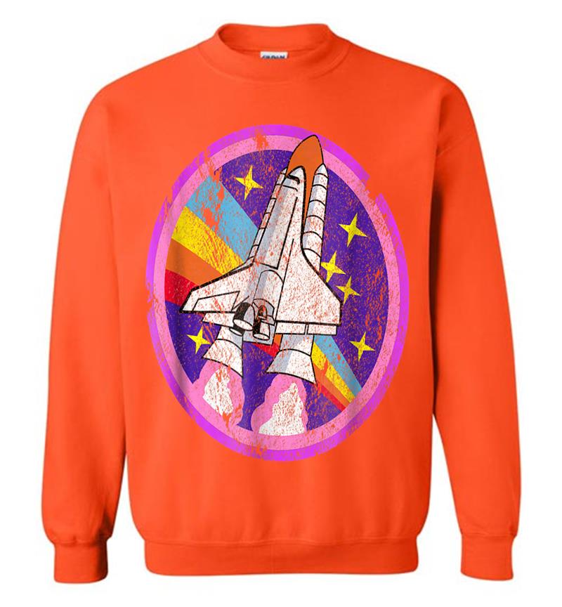 Inktee Store - Nasa Space Cool Distressed Rocket Rainbow Patch Sweatshirt Image