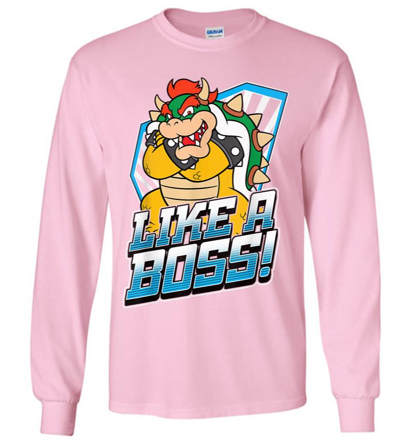 Inktee Store - Nintendo Super Mario Bowser Like A Boss Bold Graphic Long Sleeve T-Shirt Image