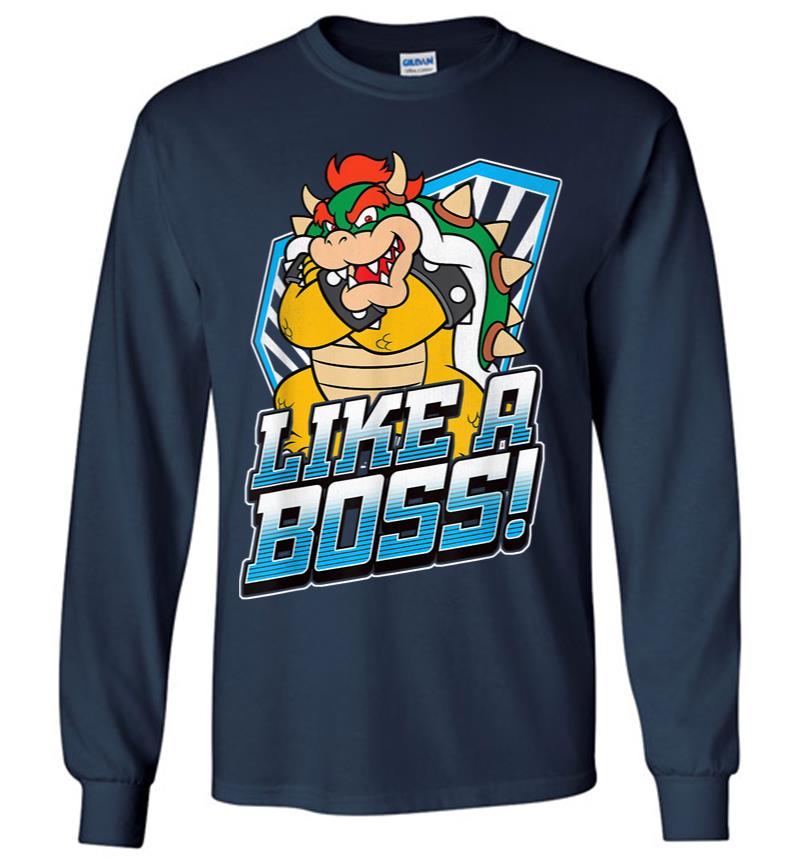Inktee Store - Nintendo Super Mario Bowser Like A Boss Bold Graphic Long Sleeve T-Shirt Image