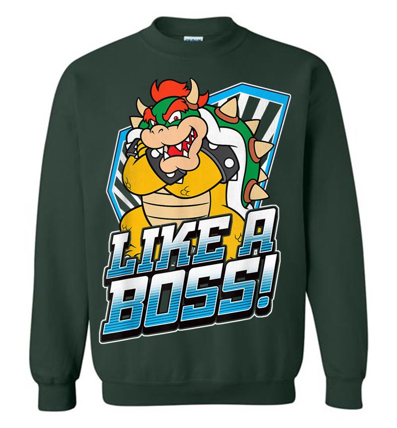 Inktee Store - Nintendo Super Mario Bowser Like A Boss Bold Graphic Sweatshirt Image